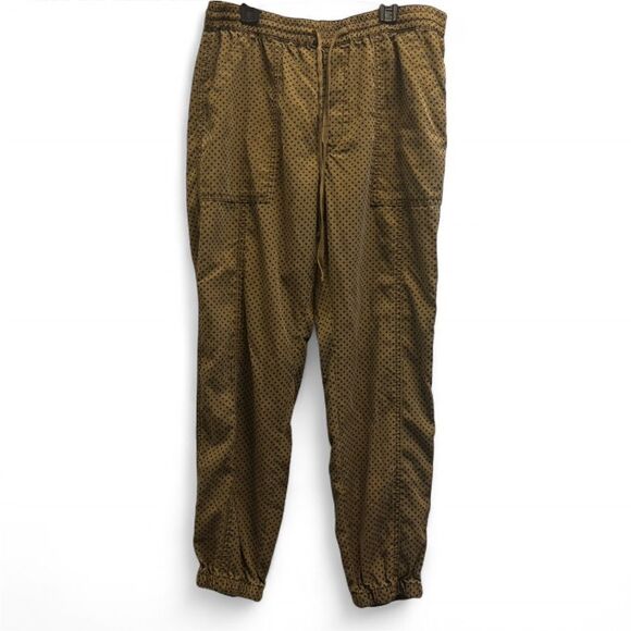 Anthropologie Polka Dot Velvet Jogger Pants Olive/Navy Size Medium - Picture 2 of 6